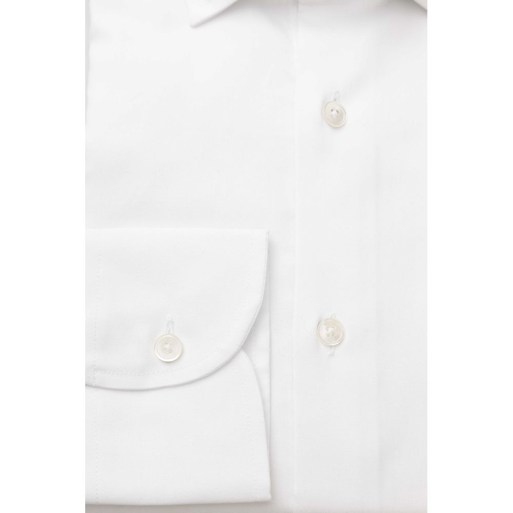 Bagutta Sleek White Slim Fit French Collar Shirt