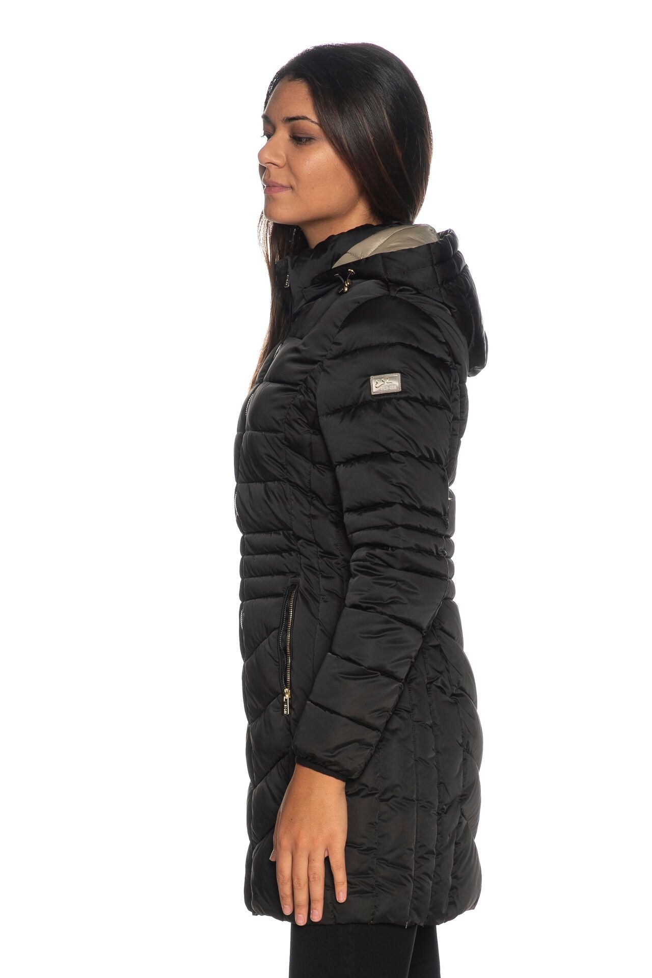 Yes Zee Chic Quilted Satin Puffer Jacket with Removable Hood