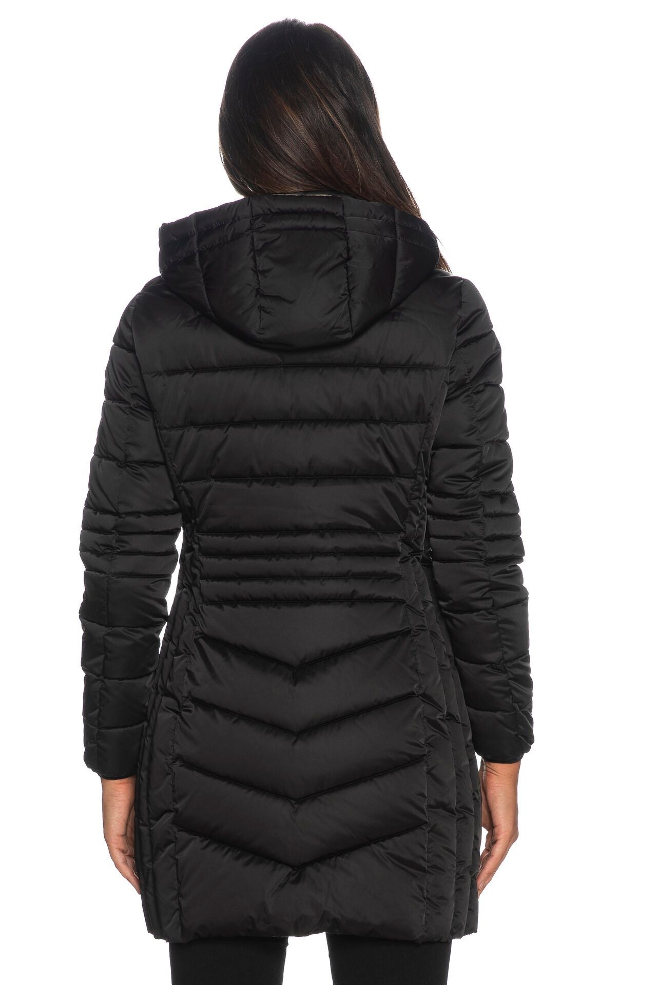 Yes Zee Chic Quilted Satin Puffer Jacket with Removable Hood