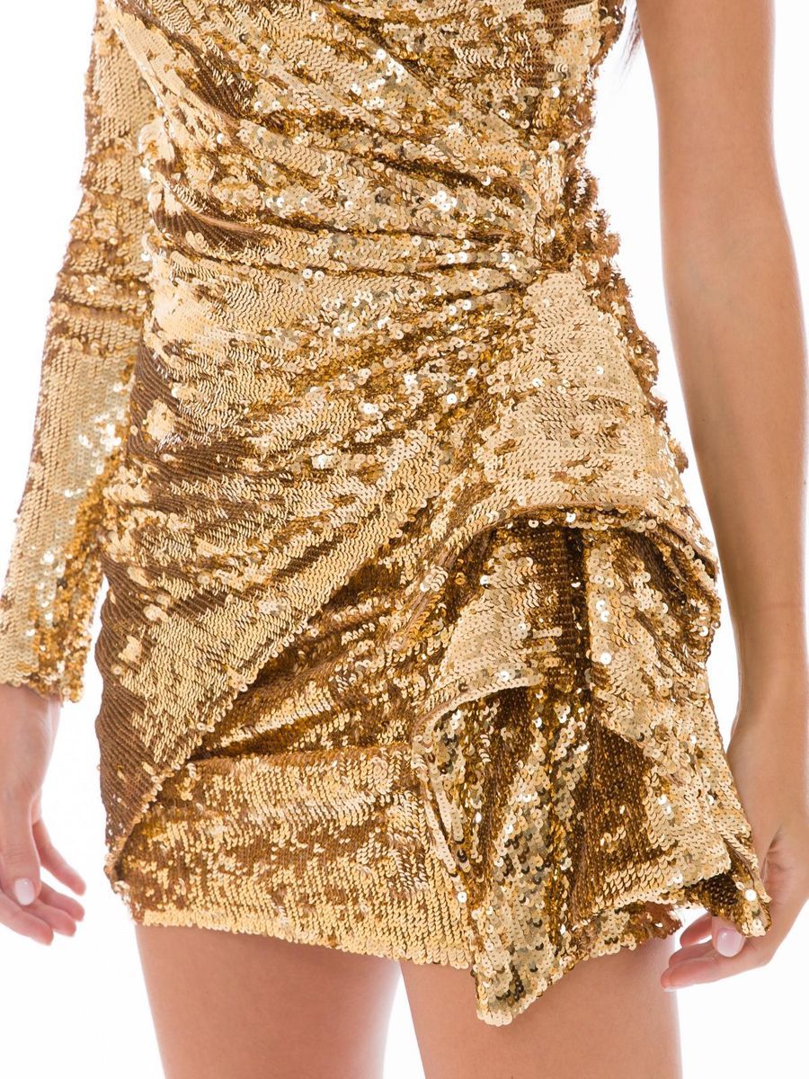 Elisabetta Franchi Glistening Gold Sequin Evening Dress