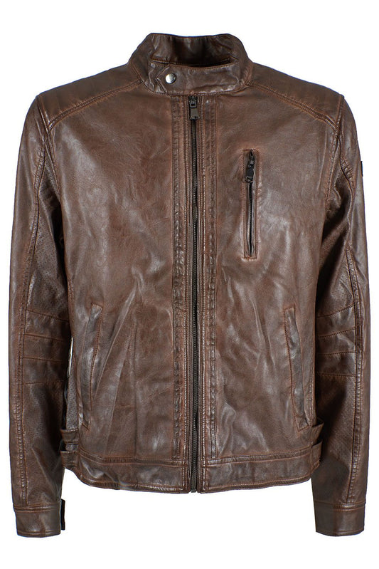 Yes Zee Chic Multipocket Brown Faux Leather Jacket