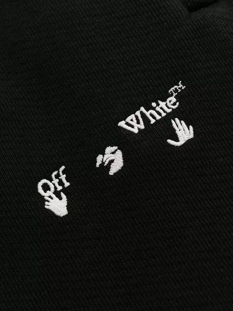 Off-White Sleek Black Cotton Logo Pants