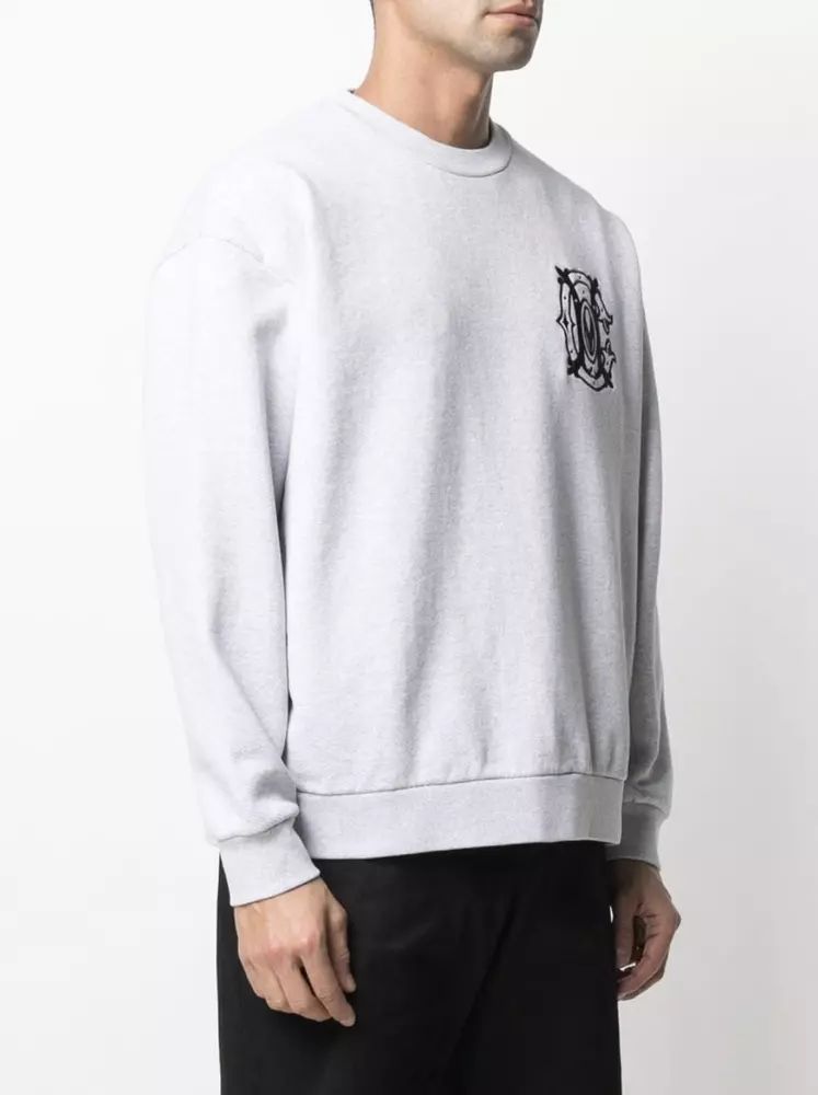 Marcelo Burlon Embroidered Logo Grey Crewneck Sweatshirt