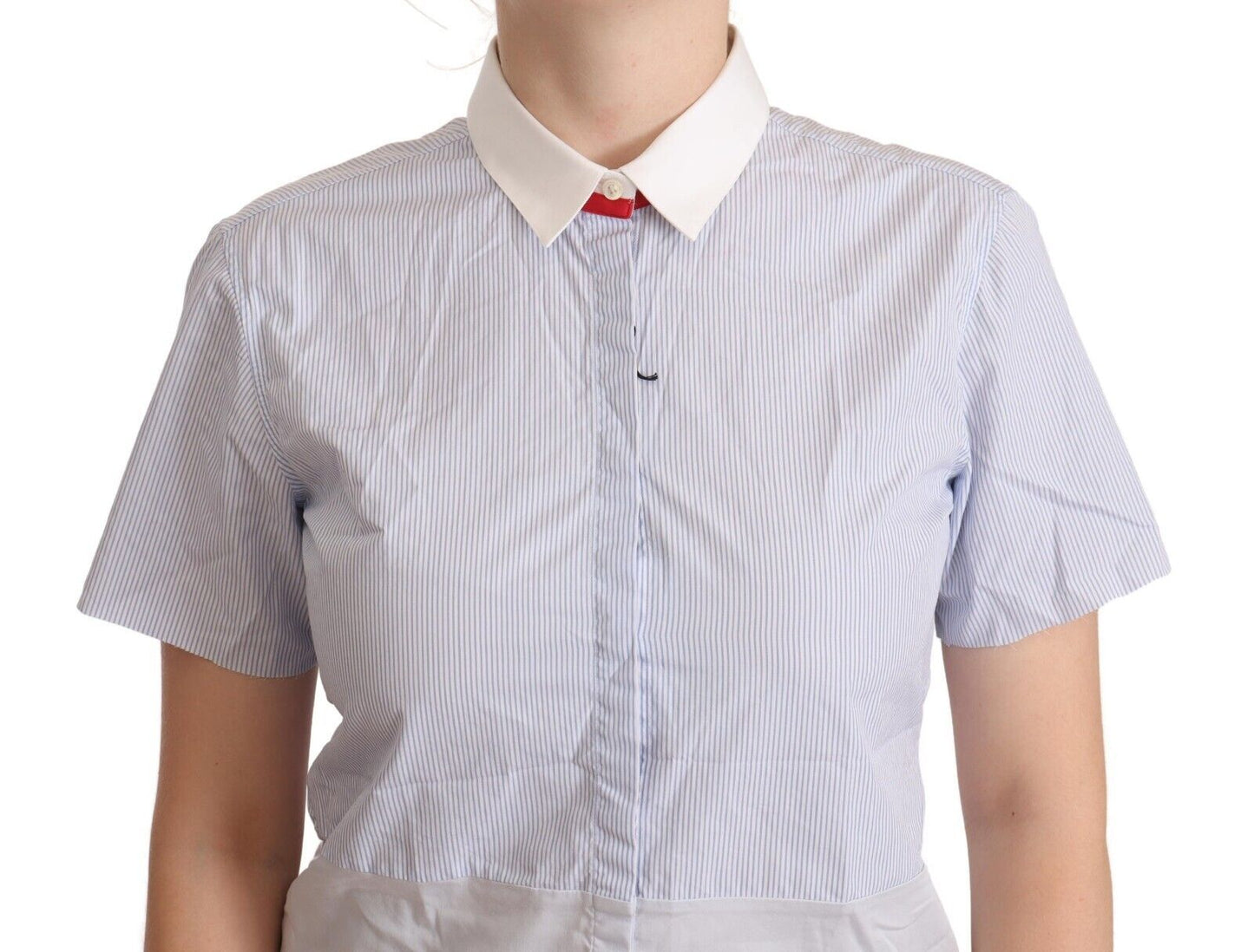 AGLINI Chic Light Blue Polished Cotton Polo Top